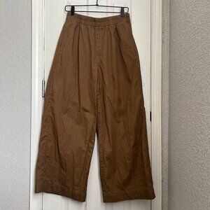 LOFT Pleated Pull On Wide Leg Pull On Pants in Twill - S